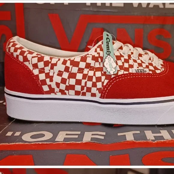 VANS Comfycush Era Men's 7.5/Women's 9 Tear Check Red/White VN0A3WM9V9Z